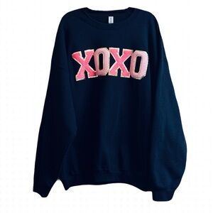 Gildan Black Sweatshirt with Pink XOXO